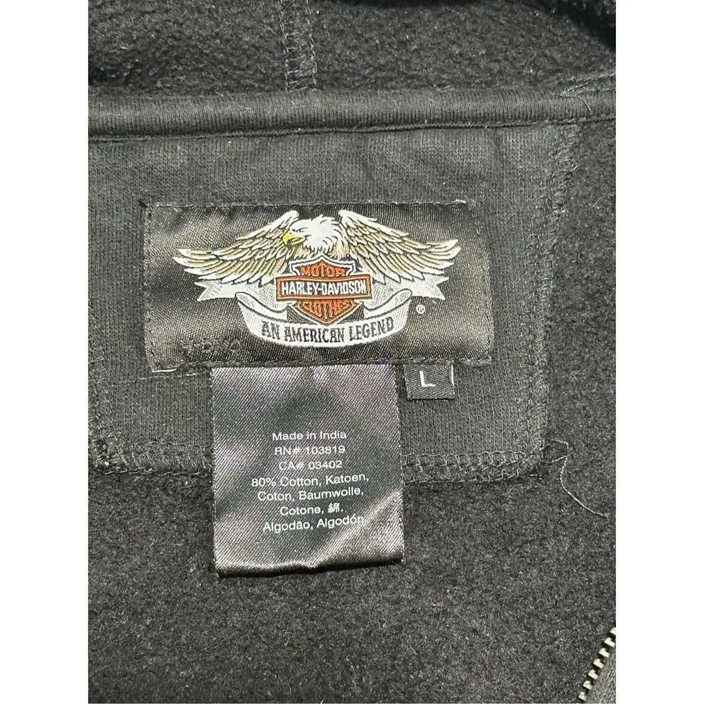 Harley Davidson Men's Full Zip Long Sleeve Hoodie Black Size Large‎ - Picture 3 of 13